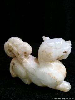 老和田白玉兽摆件