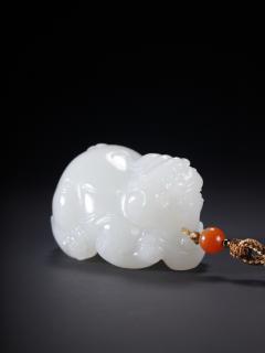 和田玉貔貅把件,尺寸:5.5×3.5×3.0厘米,重量86克
