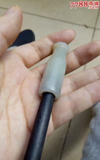 真品清代和田玉烟袋嘴和田青白玉烟嘴老烟嘴赠西天盛铜烟袋锅子